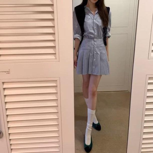 ストライプシャツワンピース 6473-画像6-韓国ファッション通販POPREA［ポップリア］