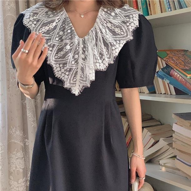 レトロレースパフスリーブドレス﻿ 6084-画像6-韓国ファッション通販POPREA［ポップリア］