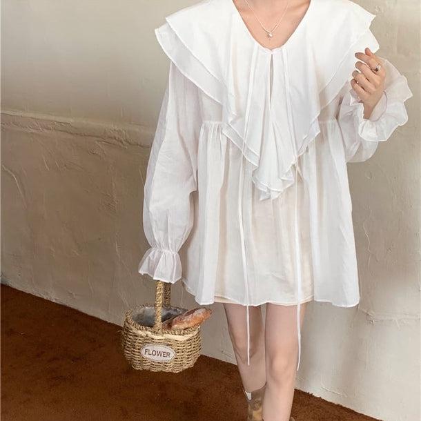 フリルオーバーワンピース﻿ 6093-画像6-韓国ファッション通販POPREA［ポップリア］