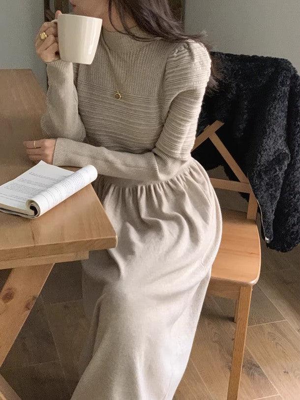 ハイネックギャザーニットロングワンピース 6368-画像6-韓国ファッション通販POPREA［ポップリア］