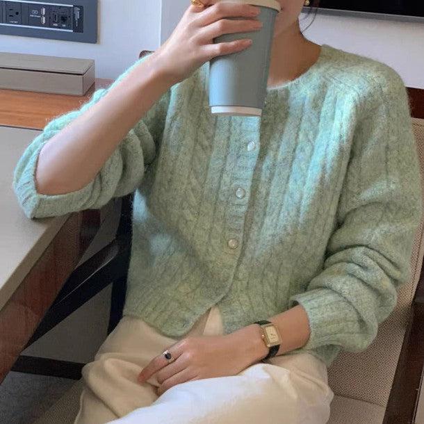 ライトカラーケーブルニットカーディガン 6298-画像6-韓国ファッション通販POPREA［ポップリア］