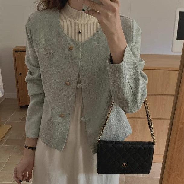 メタルゴールドボタンノーカラージャケット﻿ 6221-画像6-韓国ファッション通販POPREA［ポップリア］