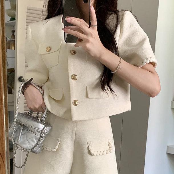 ゴールドボタンニットジャケット 6161-画像6-韓国ファッション通販POPREA［ポップリア］