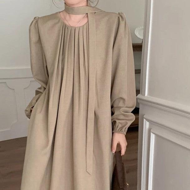 ベルト付きフロントタックロングワンピース﻿ 6224-画像6-韓国ファッション通販POPREA［ポップリア］