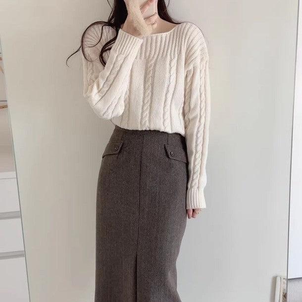 ボートネックケーブルニット 6471-画像6-韓国ファッション通販POPREA［ポップリア］