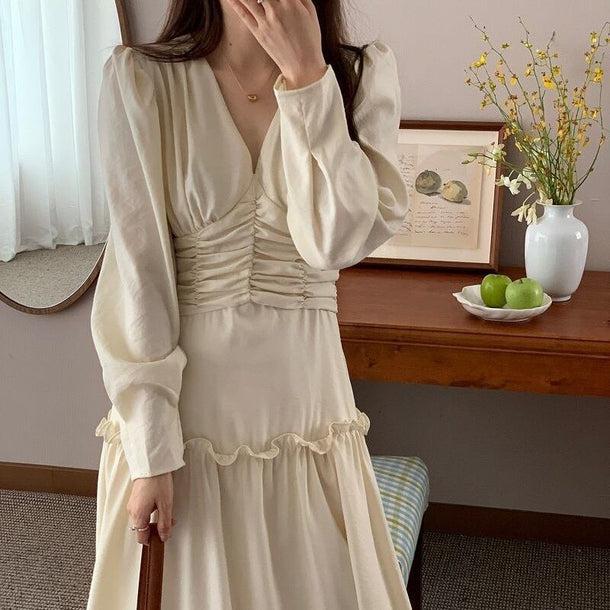 Vネックスプライシングワンピース 6155-画像6-韓国ファッション通販POPREA［ポップリア］