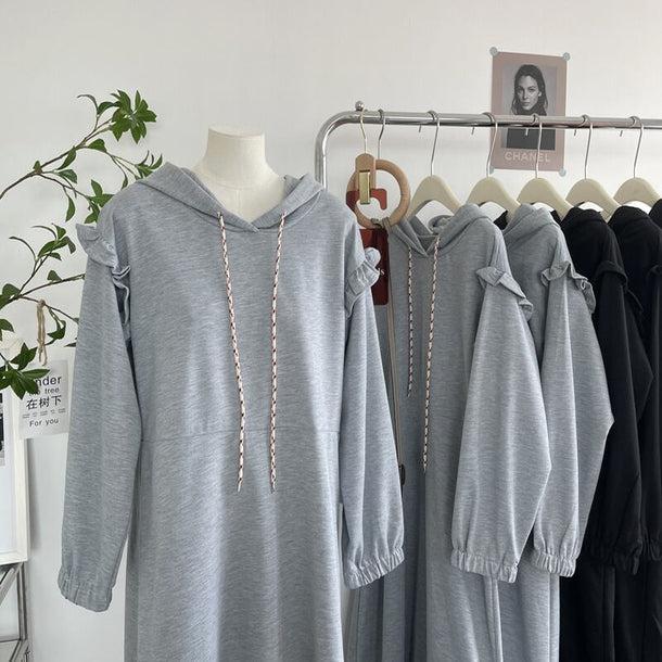 フリルカジュアルロングワンピース 6156-画像6-韓国ファッション通販POPREA［ポップリア］