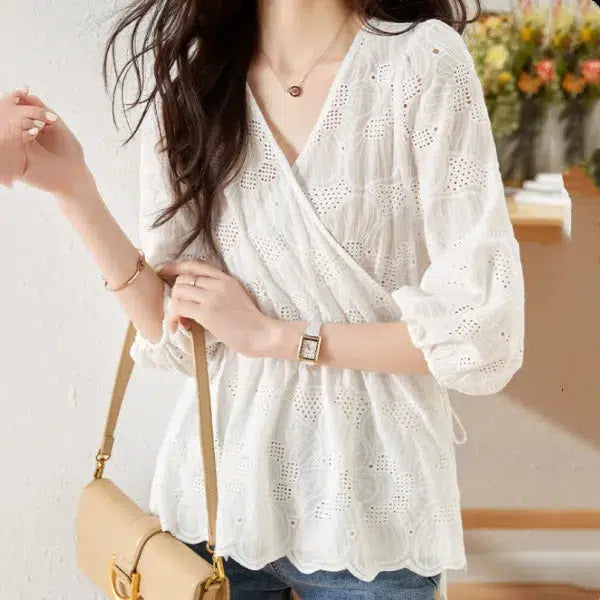 フラワーカシュクールタイプブラウス﻿ 6098-画像6-韓国ファッション通販POPREA［ポップリア］