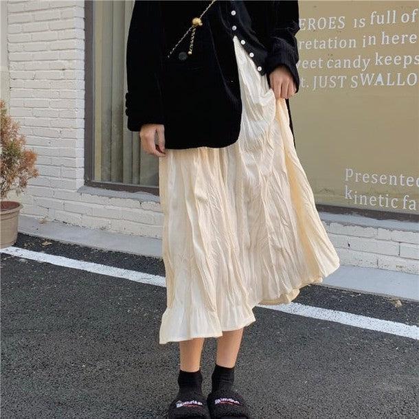 変形ランダムプリーツロングスカート ﻿﻿ 6580-画像6-韓国ファッション通販POPREA［ポップリア］