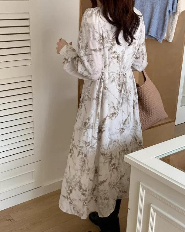 オータムデザインVネックワンピース 6157-画像6-韓国ファッション通販POPREA［ポップリア］