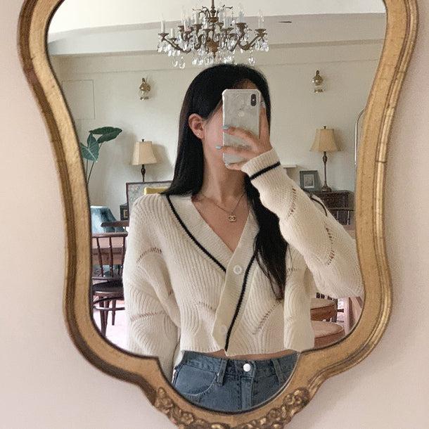 Vネックカシュクールニットカーディガン﻿ 6151-画像6-韓国ファッション通販POPREA［ポップリア］