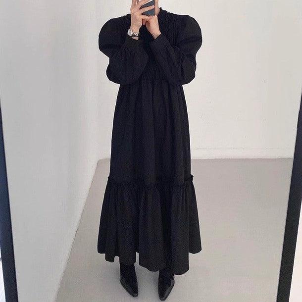 ハイネックフロントギャザーワンピース﻿ 6406-画像6-韓国ファッション通販POPREA［ポップリア］