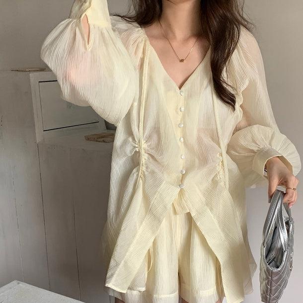 フレンチタイプリーツスリムセットアップ 6011-画像6-韓国ファッション通販POPREA［ポップリア］