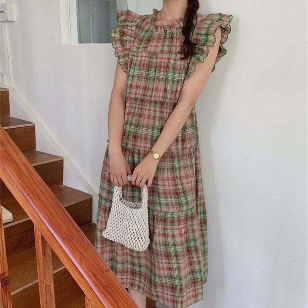 チェック柄ノースリーブワンピース﻿ 6087-画像6-韓国ファッション通販POPREA［ポップリア］