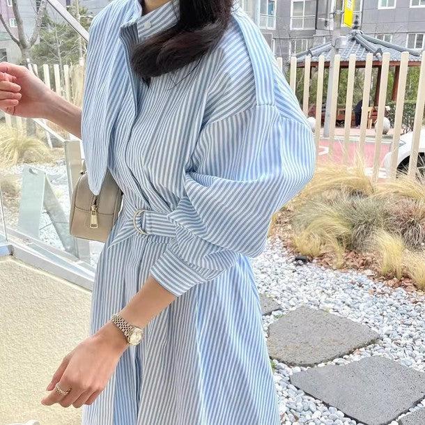 ストライプシャツワンピース﻿﻿ 6571-画像6-韓国ファッション通販POPREA［ポップリア］