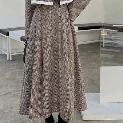 ヘリンボーンハイウエストフレアスカート 6234-画像6-韓国ファッション通販POPREA［ポップリア］