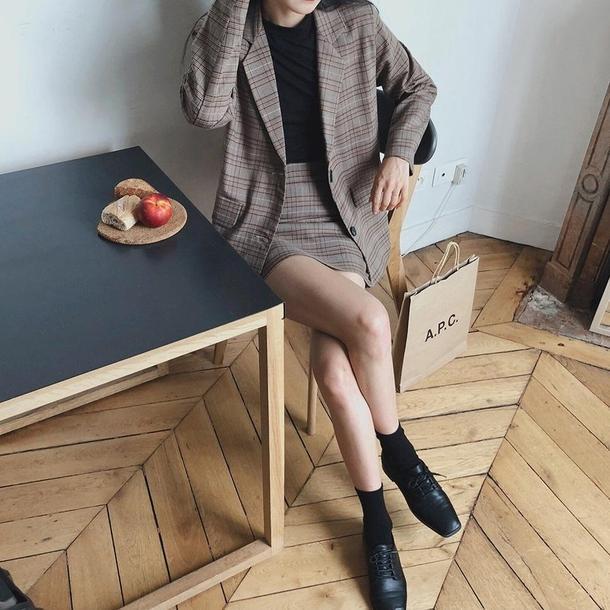 チェックミニツーピーススーツ 6366-画像6-韓国ファッション通販POPREA［ポップリア］