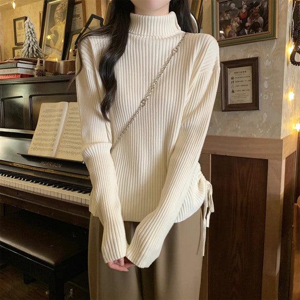 サイドシャーリングギャザーリブニット 6345-画像6-韓国ファッション通販POPREA［ポップリア］