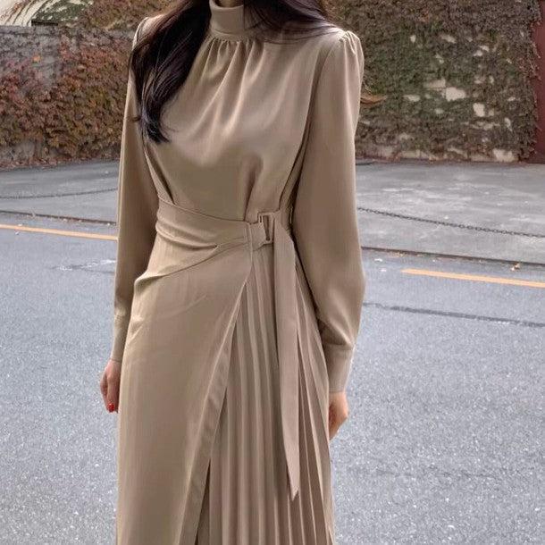 ハイネックプリーツラップワンピース 6455-画像6-韓国ファッション通販POPREA［ポップリア］