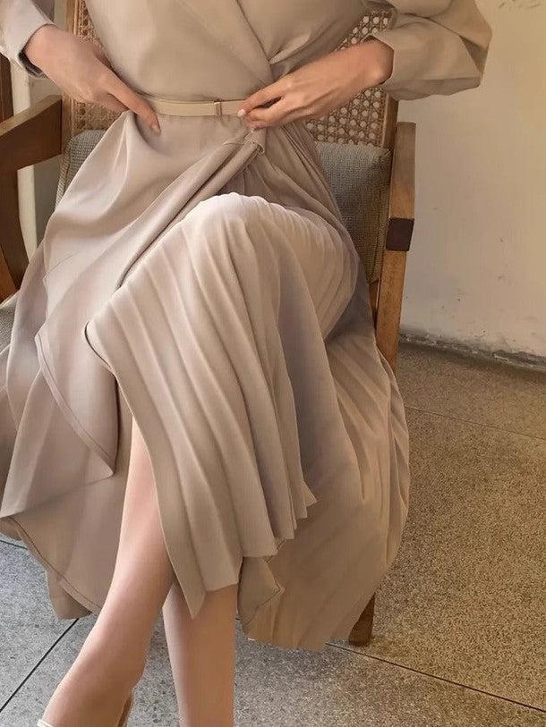 スリットプリーツワンピース 6463-画像6-韓国ファッション通販POPREA［ポップリア］