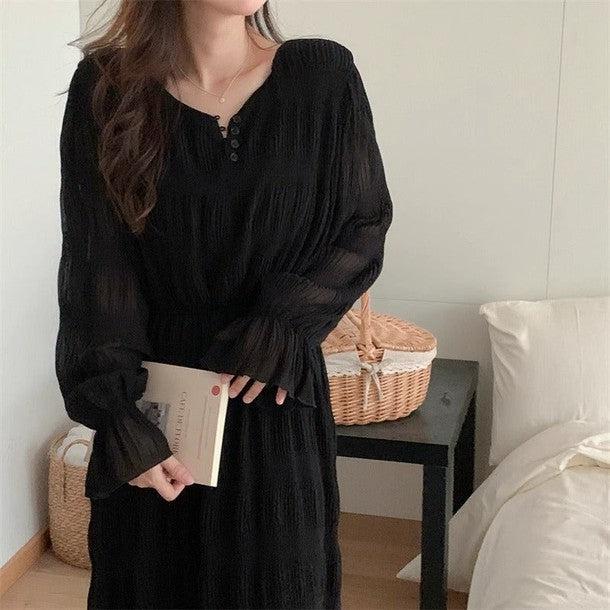 クリンクルロングワンピース 6547-画像7-韓国ファッション通販POPREA［ポップリア］