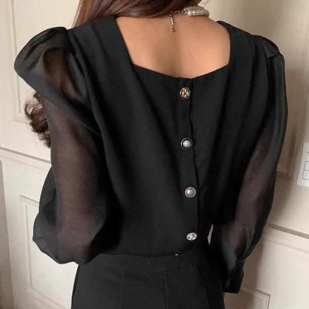 スクエアネックシアーブラウス 6433-画像7-韓国ファッション通販POPREA［ポップリア］