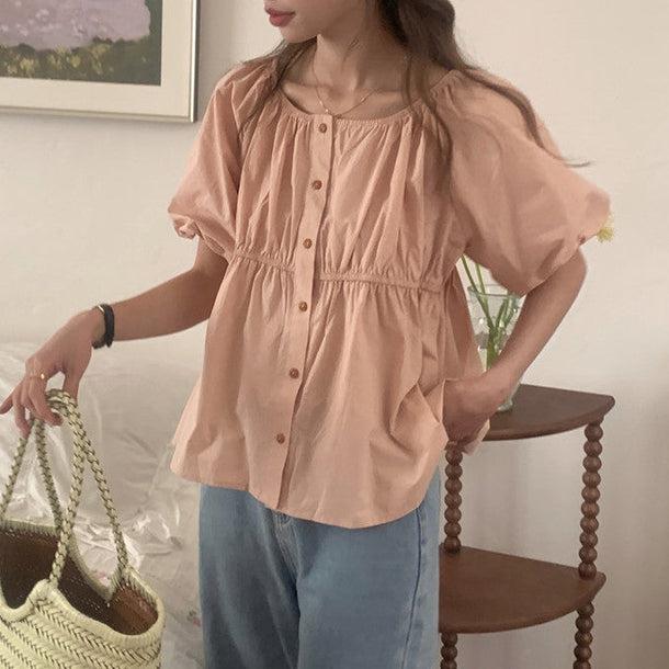 シンプルペプラムブラウス 5985-画像7-韓国ファッション通販POPREA［ポップリア］