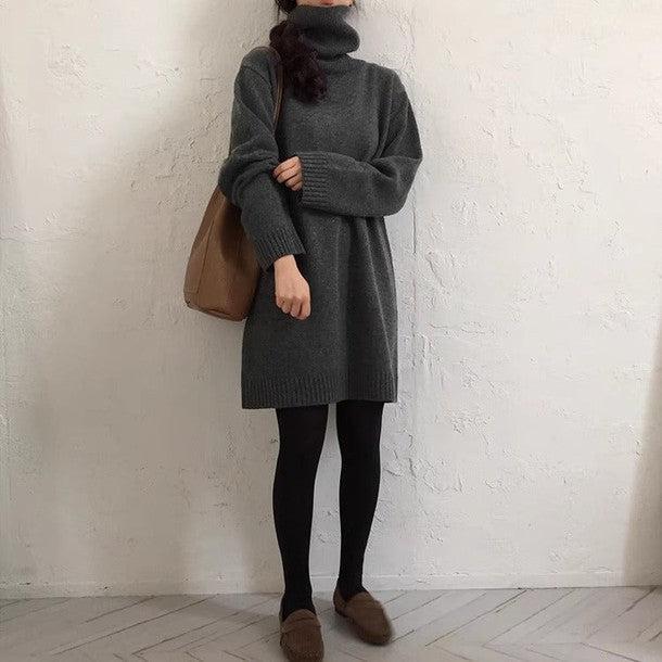 ミディ丈タートルネックワンピースニット 6457-画像7-韓国ファッション通販POPREA［ポップリア］