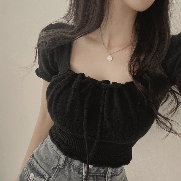 スクエアカラーリボンニット﻿ 6046-画像7-韓国ファッション通販POPREA［ポップリア］