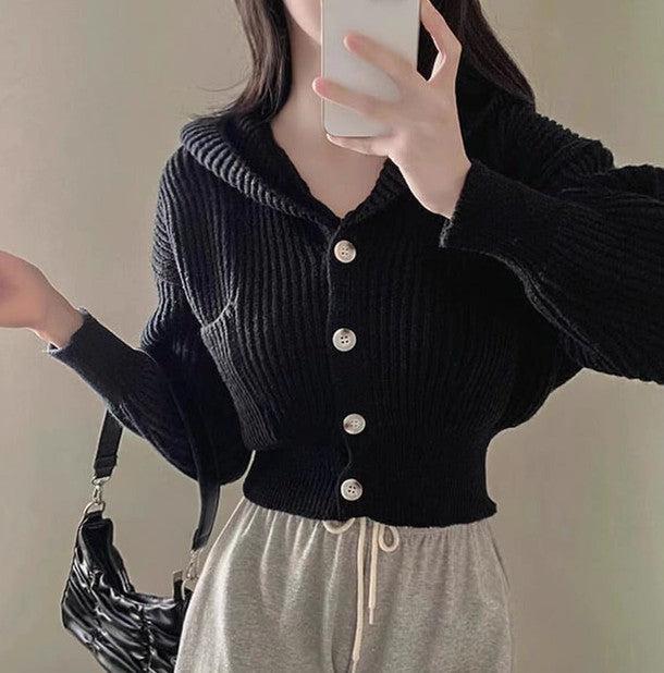 リブニットフーディカーディガン 6474-画像7-韓国ファッション通販POPREA［ポップリア］