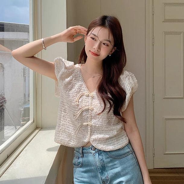 チャイナチックパフスリブラウス﻿﻿﻿ 6058-画像7-韓国ファッション通販POPREA［ポップリア］