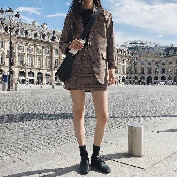 チェックミニツーピーススーツ 6366-画像7-韓国ファッション通販POPREA［ポップリア］