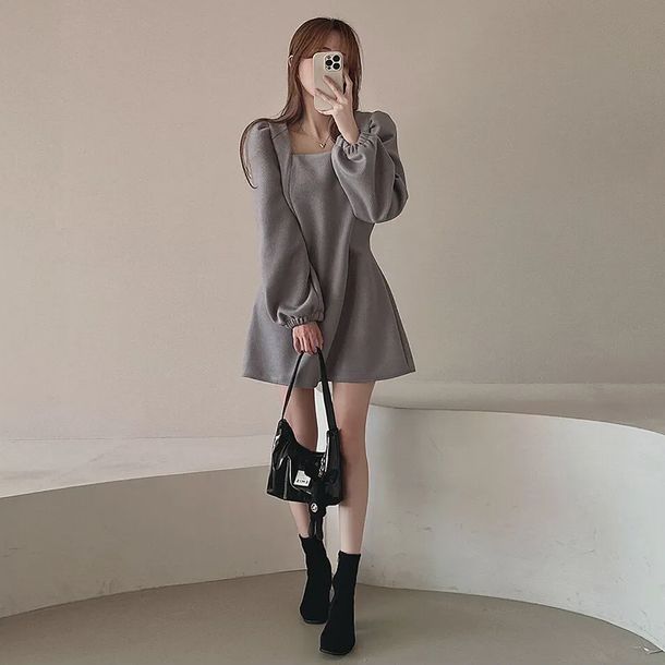 スクエアネックショートワンピース 6294-画像7-韓国ファッション通販POPREA［ポップリア］