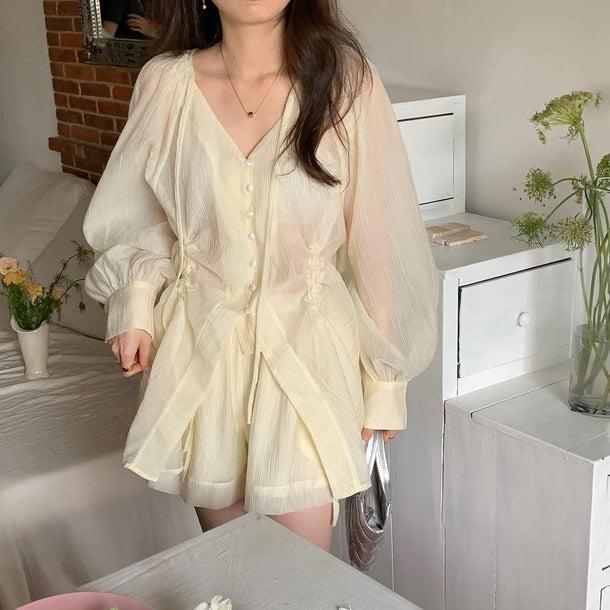 フレンチタイプリーツスリムセットアップ 6011-画像7-韓国ファッション通販POPREA［ポップリア］