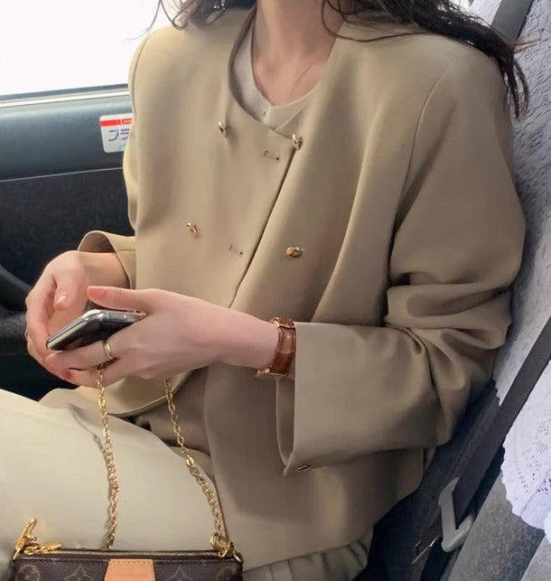 ダブルボタンノーカラージャケット﻿﻿ 6219-画像7-韓国ファッション通販POPREA［ポップリア］