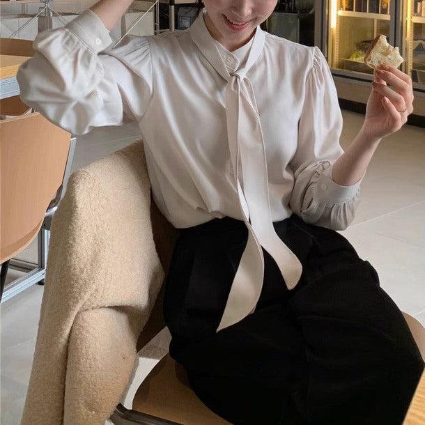 長袖ボウタイブラウス 6357-画像7-韓国ファッション通販POPREA［ポップリア］