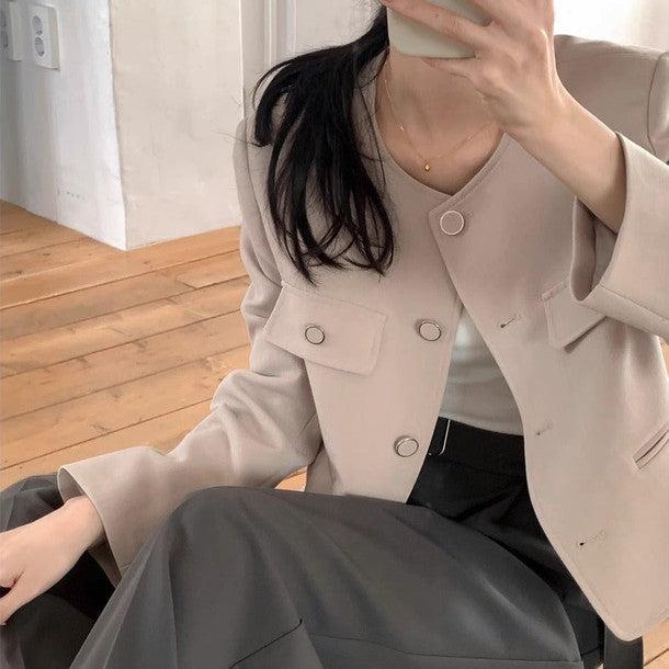 サイドポケットノーカラージャケット﻿ 6220-画像7-韓国ファッション通販POPREA［ポップリア］