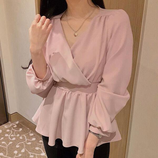 バックリボンVネックブラウス 6002-画像7-韓国ファッション通販POPREA［ポップリア］