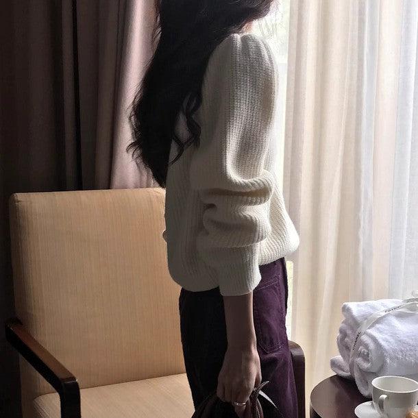 ボタンカラーパフスリーブニット 6239-画像7-韓国ファッション通販POPREA［ポップリア］