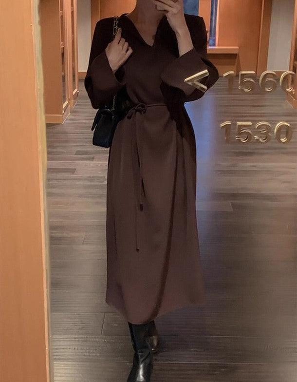 サテンVネックワンピース﻿ 6467-画像7-韓国ファッション通販POPREA［ポップリア］