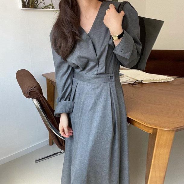 Vネックハイウエストワンピース﻿ 6149-画像7-韓国ファッション通販POPREA［ポップリア］