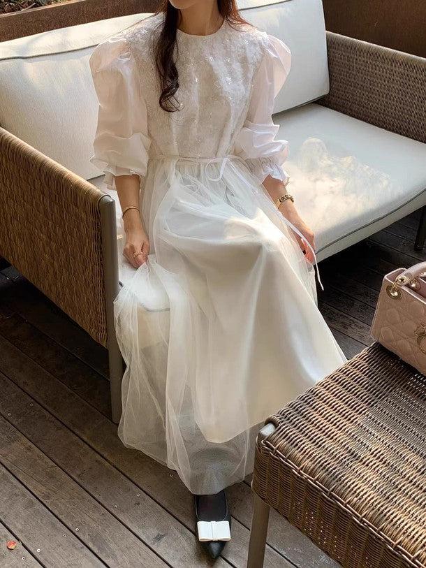 パフスリーブフラワーシフォンワンピース 6304-画像7-韓国ファッション通販POPREA［ポップリア］