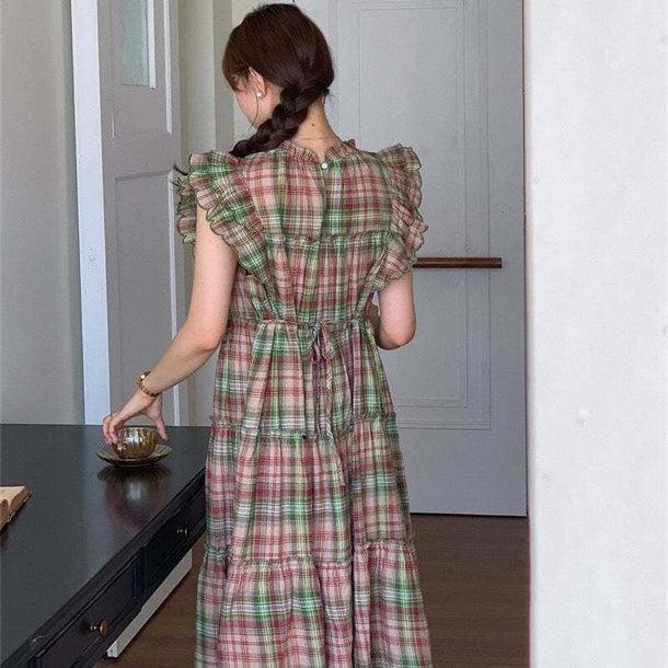 チェック柄ノースリーブワンピース﻿ 6087-画像7-韓国ファッション通販POPREA［ポップリア］