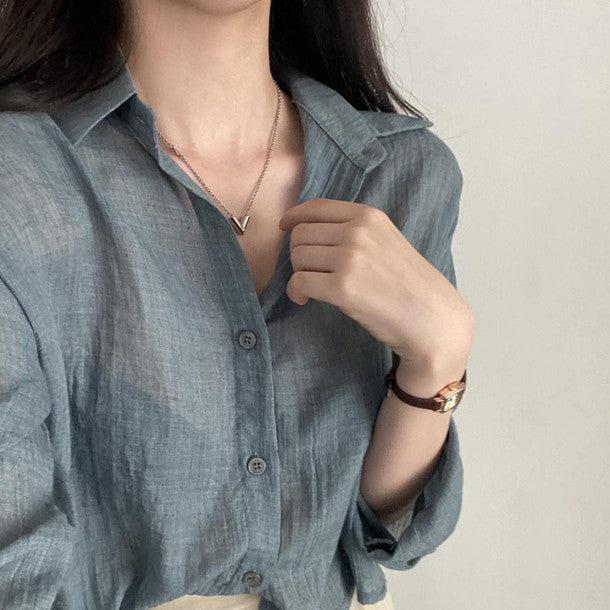 ソフトタッチショートワッシャーシャツ 6821-画像7-韓国ファッション通販POPREA［ポップリア］