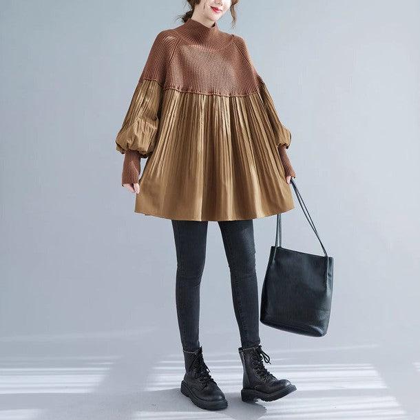 ハイネックニットドッキングプリーツブラウス 6395-画像7-韓国ファッション通販POPREA［ポップリア］