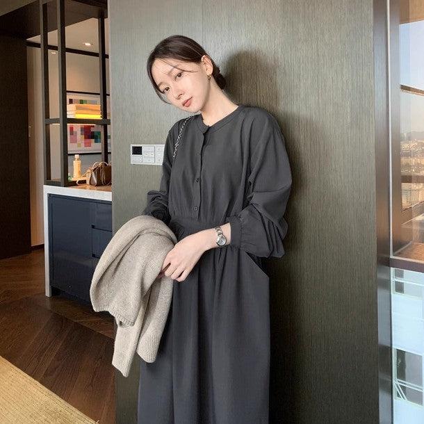 バックリボンノーカラーワンピース 6478-画像7-韓国ファッション通販POPREA［ポップリア］