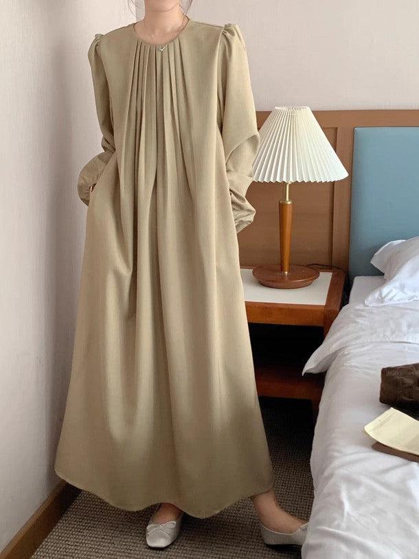 ベルト付きフロントタックロングワンピース﻿ 6224-画像7-韓国ファッション通販POPREA［ポップリア］