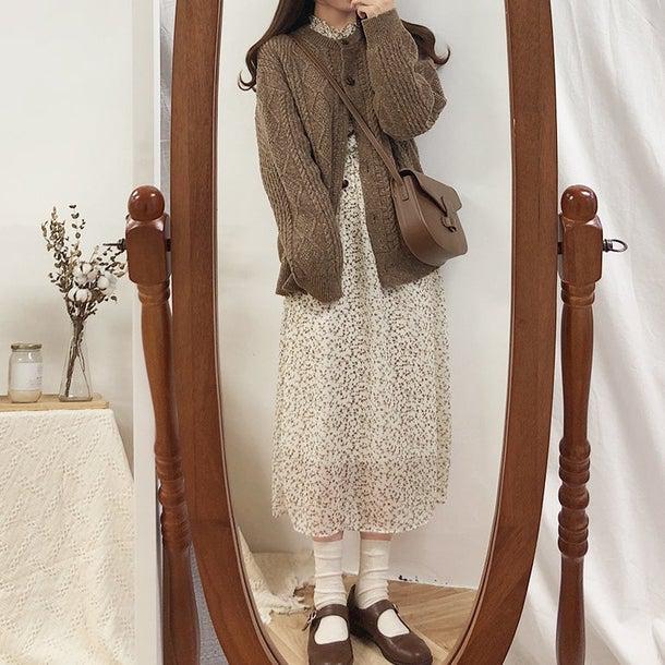 バックリボン小花柄ロングワンピ‐ス 6586-画像7-韓国ファッション通販POPREA［ポップリア］