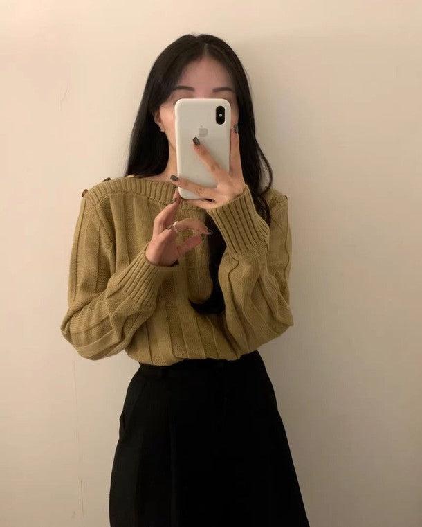 ショルダーゴールドボタンニット 6430-画像7-韓国ファッション通販POPREA［ポップリア］