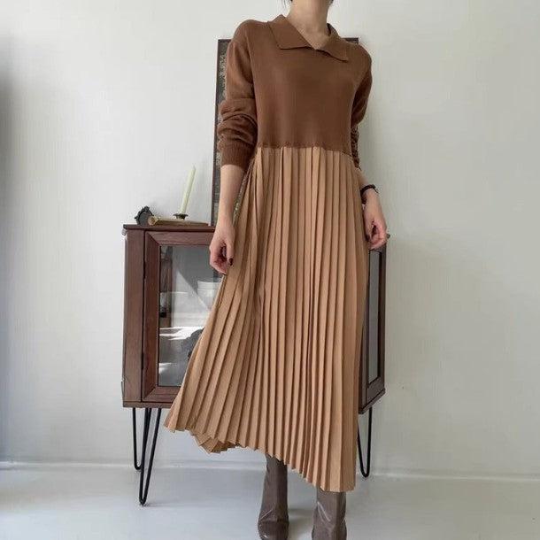 プリーツ切り替えニットロングワンピース﻿﻿﻿﻿﻿ 6263-画像7-韓国ファッション通販POPREA［ポップリア］